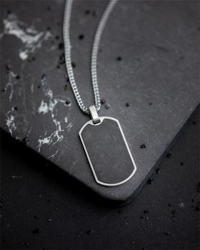 Preview: 2 mm versilberte Fuchsschwanz-Halskette mit Anhänger aus geschmiedetem Karbon - Bellum Silver